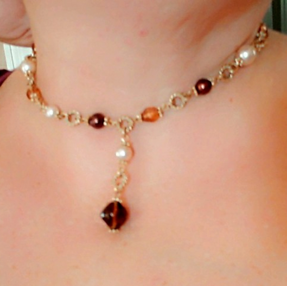 Vintage goldtone and multi bead choker